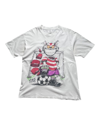 90s Alice's Adventures in Wonderland "CHESHIRE CAT soccer" Tshirt