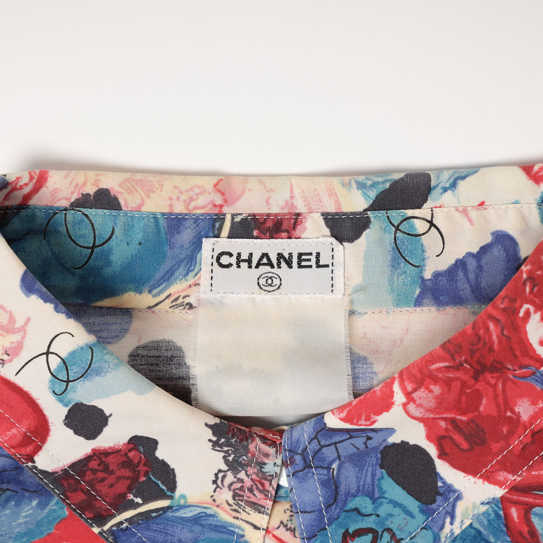 90s CHANEL floral pattern shirt